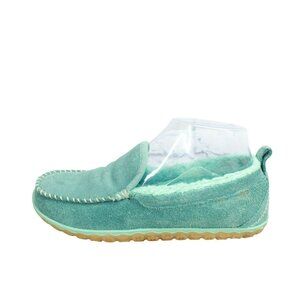 LL Bean Green Suede Slip On Fleece Lined Mountain Moccasin Slippers Size 6 M